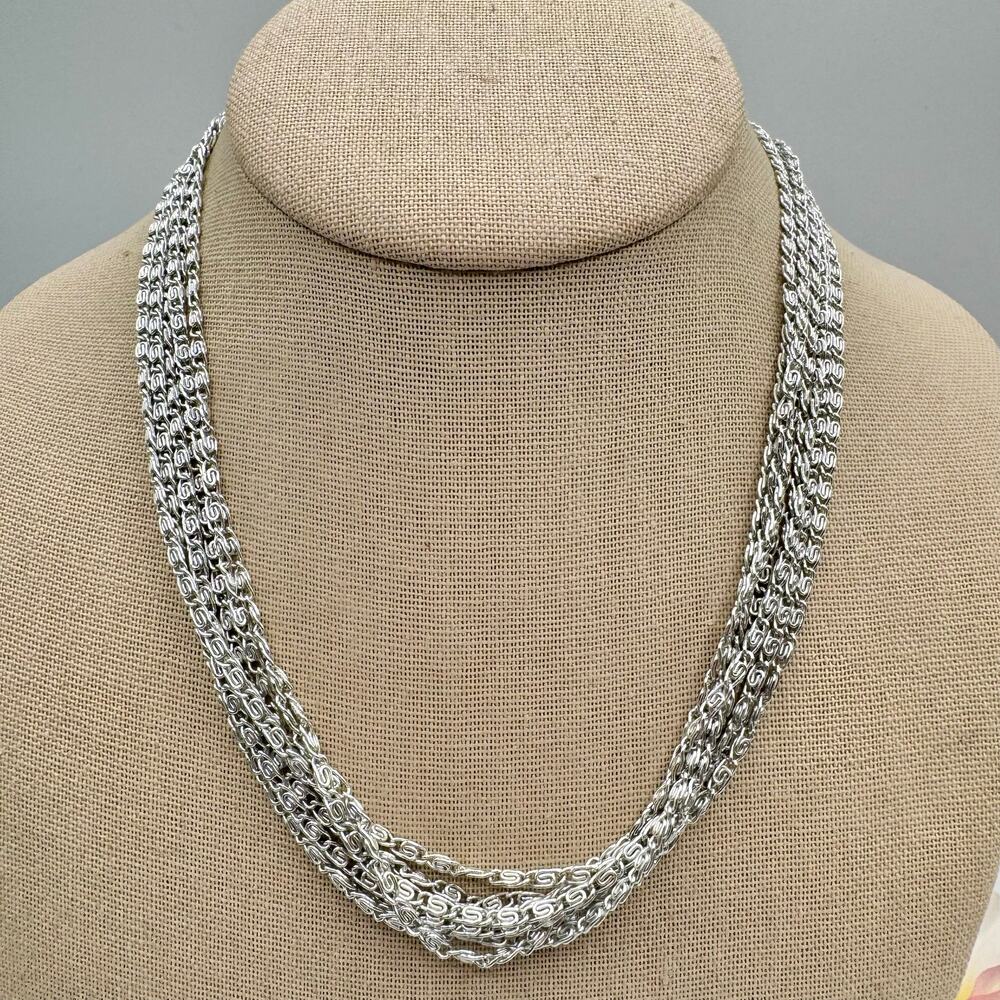 Vintage Sarah Coventry “Silvery Cascade” Necklace Snail Chain Multistrand Light